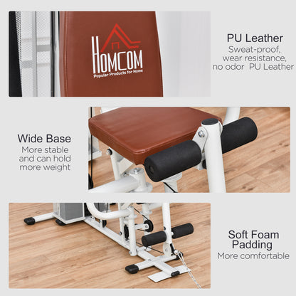 HOMCOM Multifunction Home Gym Weight Training Workout Station Fitness Strength Machine, White 