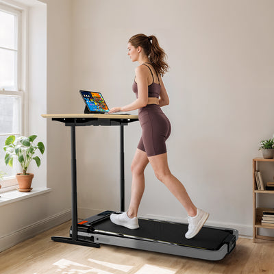 SPORTNOW Folding Walking Treadmill, Under Desk Walking Pad with Incline, Silver Tone 