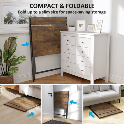 HOMCOM 81.5 cm Folding Computer Desk with Monitor Shelf - Rustic Brown 