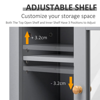 kleankin Bathroom Wall Mirror Cabinet, Cupboard with Door, Storage Cabinet with Adjustable Shelf for Corridors Living Rooms, Grey 