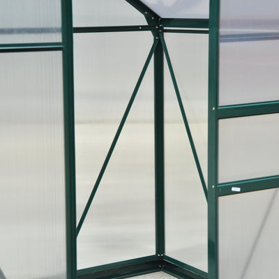 Outsunny 6 x 4ft Polycarbonate Greenhouse, Large Walk-In Green House with Slide Door and Window, Garden Plants Grow House with Aluminium Frame and Foundation, Dark Green 