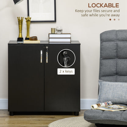 Vinsetto Two-Tier Locking Office Storage Cabinet - Black 