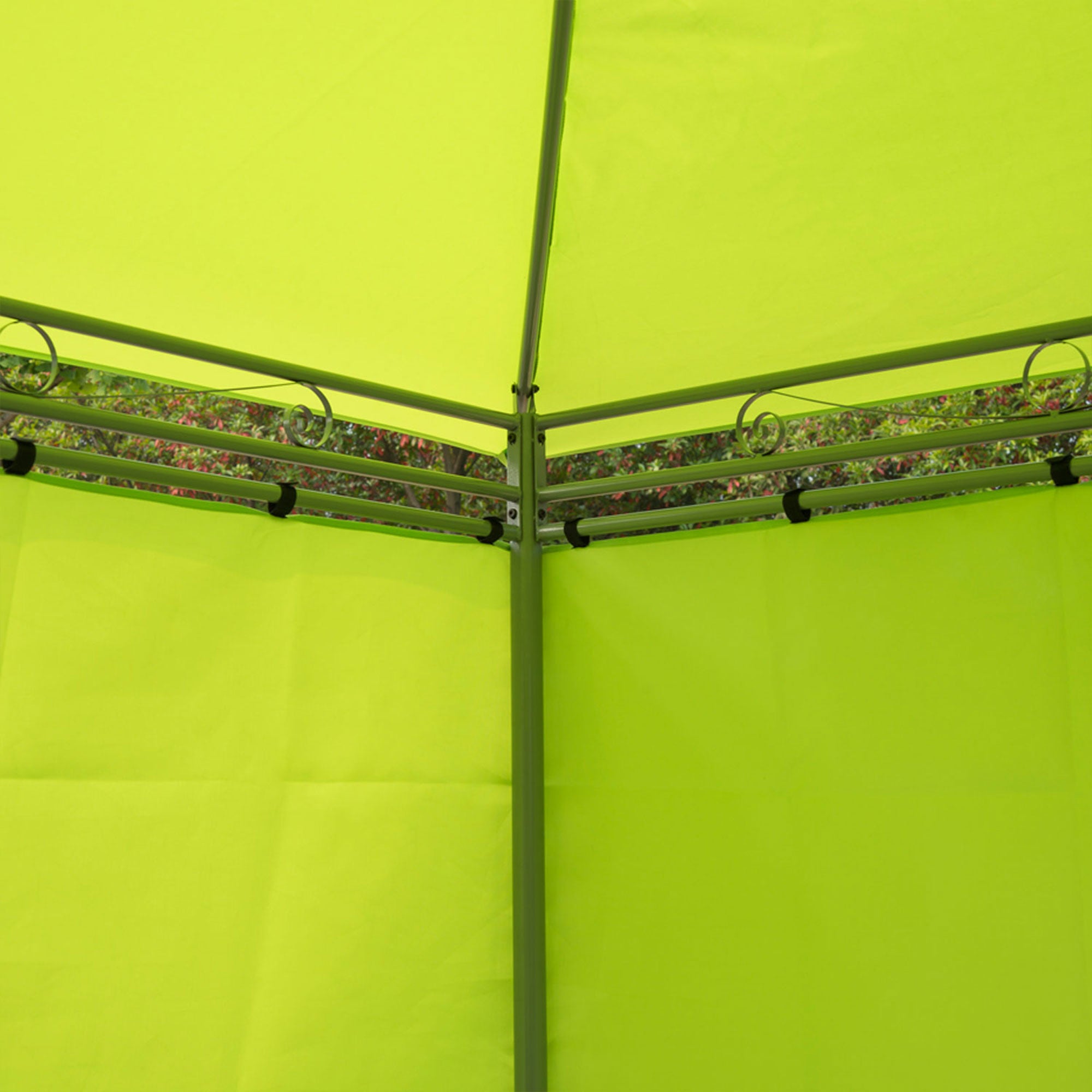 Outsunny 3 x 3(m) Garden Gazebo, Outdoor Gazebo Canopy Shelter with Curtains and Steel Frame for Lawn, Yard and Deck, Green 