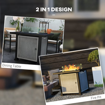 Outsunny 81 x 81cm 50,000 BTU Gas Fire Pit Table - Grey 