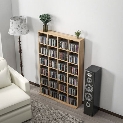 HOMCOM CD Storage Unit with Adjustable Shelves, 89 x 130.5 cm, Nature Wood Finish 