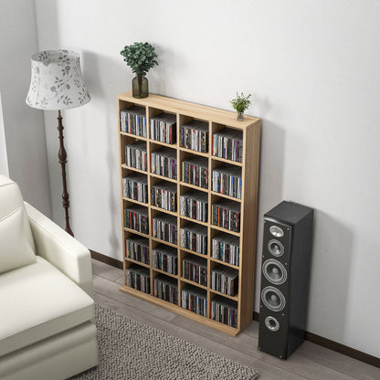 HOMCOM CD Storage Unit with Adjustable Shelves, 89 x 130.5 cm, Nature Wood Finish