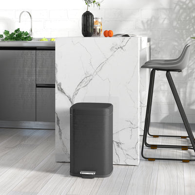 HOMCOM 20L Modern Boxy Metal Home Kitchen Bin - Black 