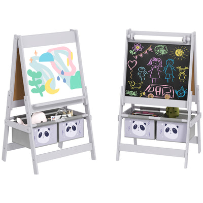 AIYAPLAY 3-In-1 Kids Easel with Paper Roll, Art Easel, with Storage - Grey 