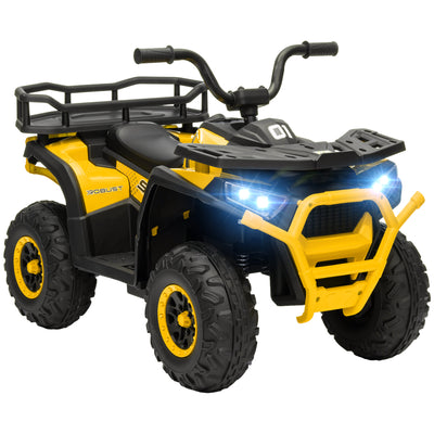 AIYAPLAY 12V Kids Electric Ride on ATV, Battery Powered Quad Bike w/ Spring Suspension, Forward Backward, Storage Basket - Yellow 