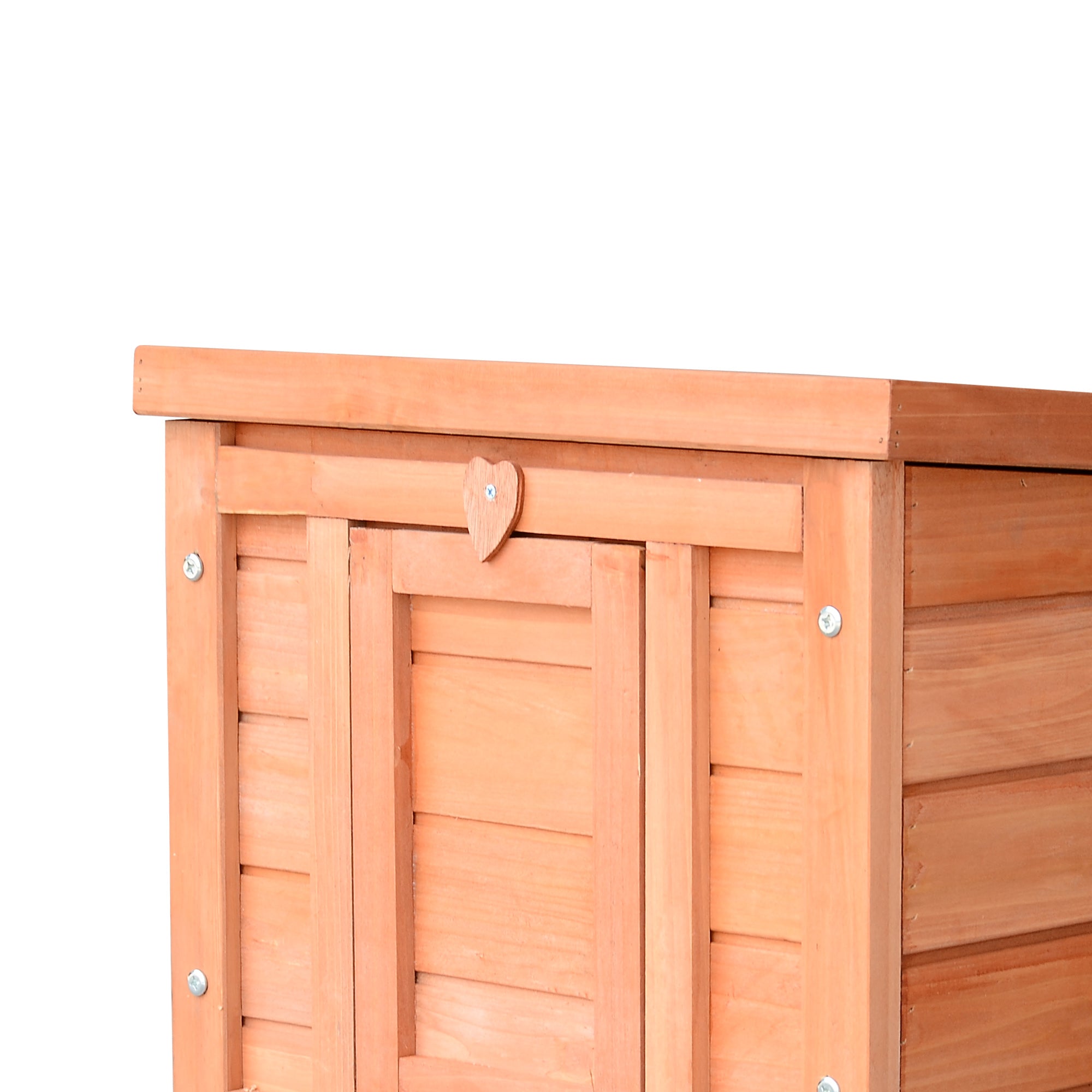 PawHut Wooden Rabbit Hutch Outdoor, Guinea Pig Hutch, Rabbit Hideaway, Cat House, Bunny Cage Small Animal House 51 x 42 x 43 cm, Natural 