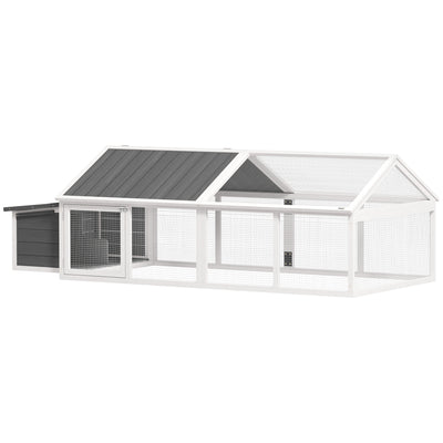 PawHut Wooden Chicken Coop with Nesting Box, Openable Roof, for 4-8 Chickens, White 