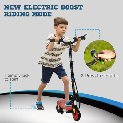 HOMCOM Foldable Electric Scooter, with LED Headlight, for Ages 7-14 Years - Red 