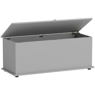 HOMCOM 113L Storage Chest, Storage Box with Flip-Top Lid and 2 Safety Hinges, Storage Trunk for Living Room, Entryway, 100 x 40 x 40 cm, Grey 