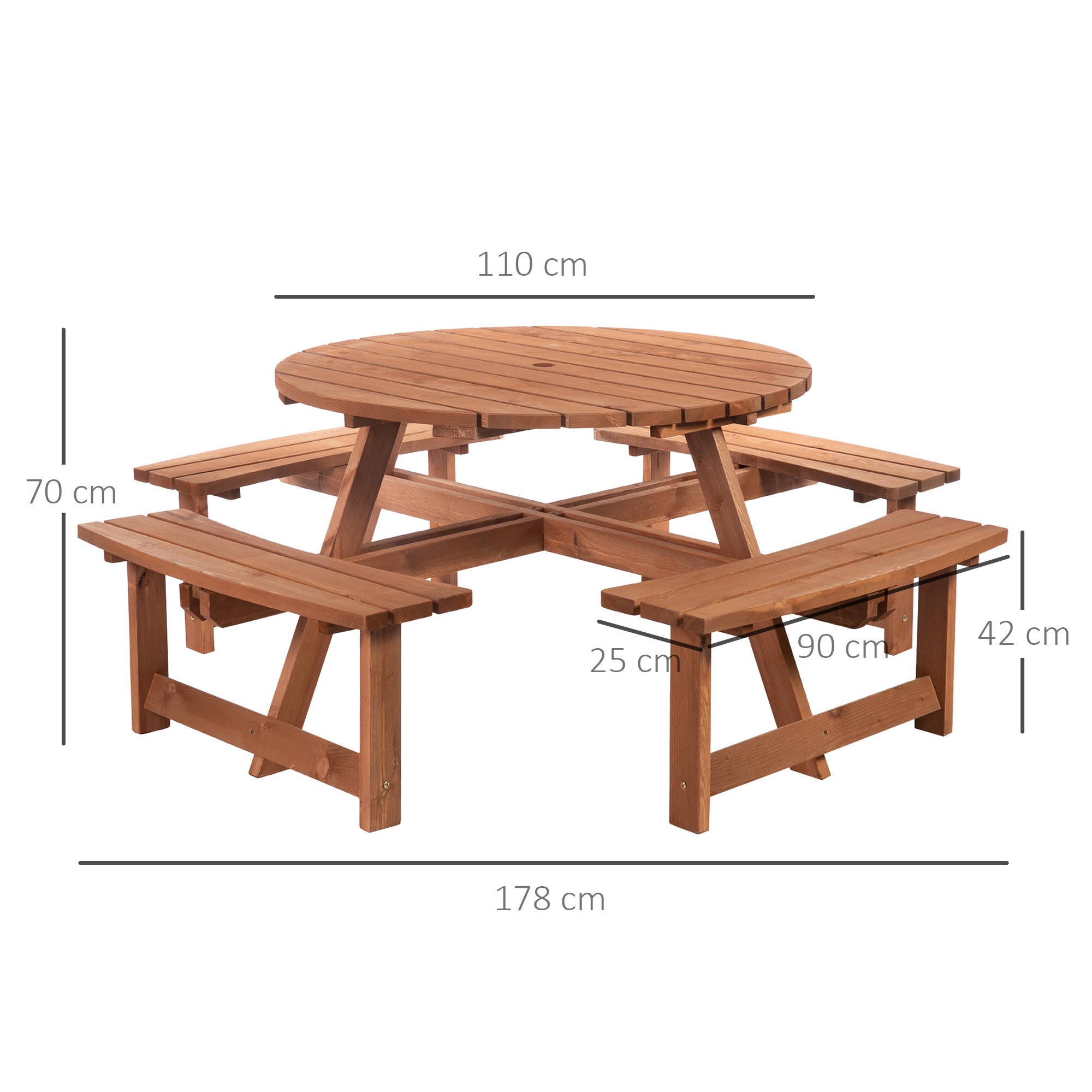 Outsunny 8-Seater Wooden Picnic Set-Fir Wood 