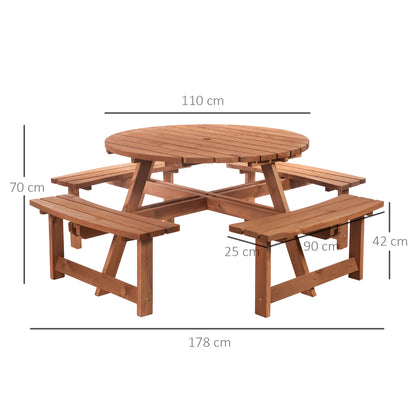 Outsunny 8-Seater Wooden Picnic Set-Fir Wood 