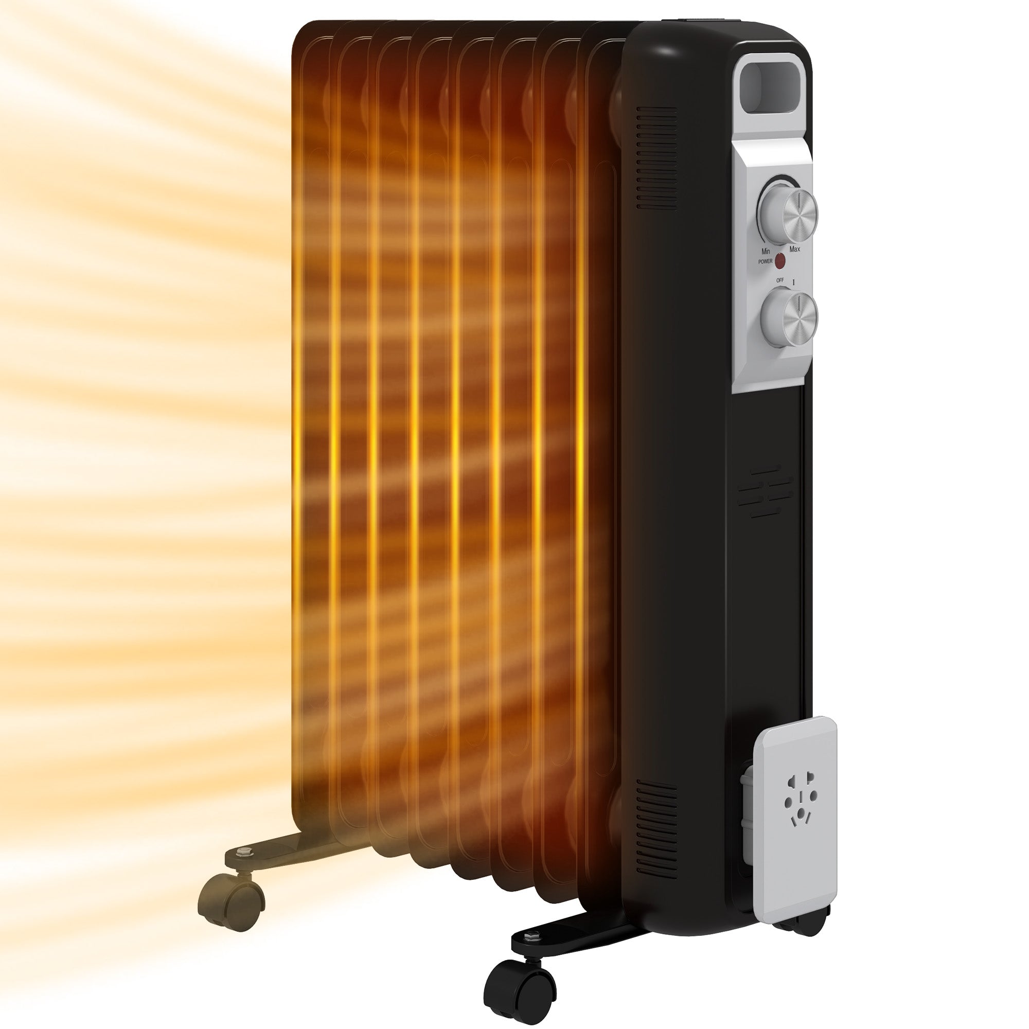 HOMCOM 2kW Nine Fin Oil-Filled Radiator - Black 
