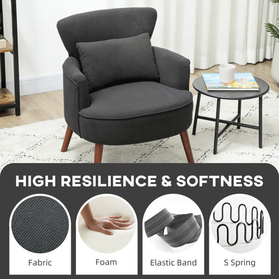 HOMCOM Corduroy Retro Accent Chair - Black 