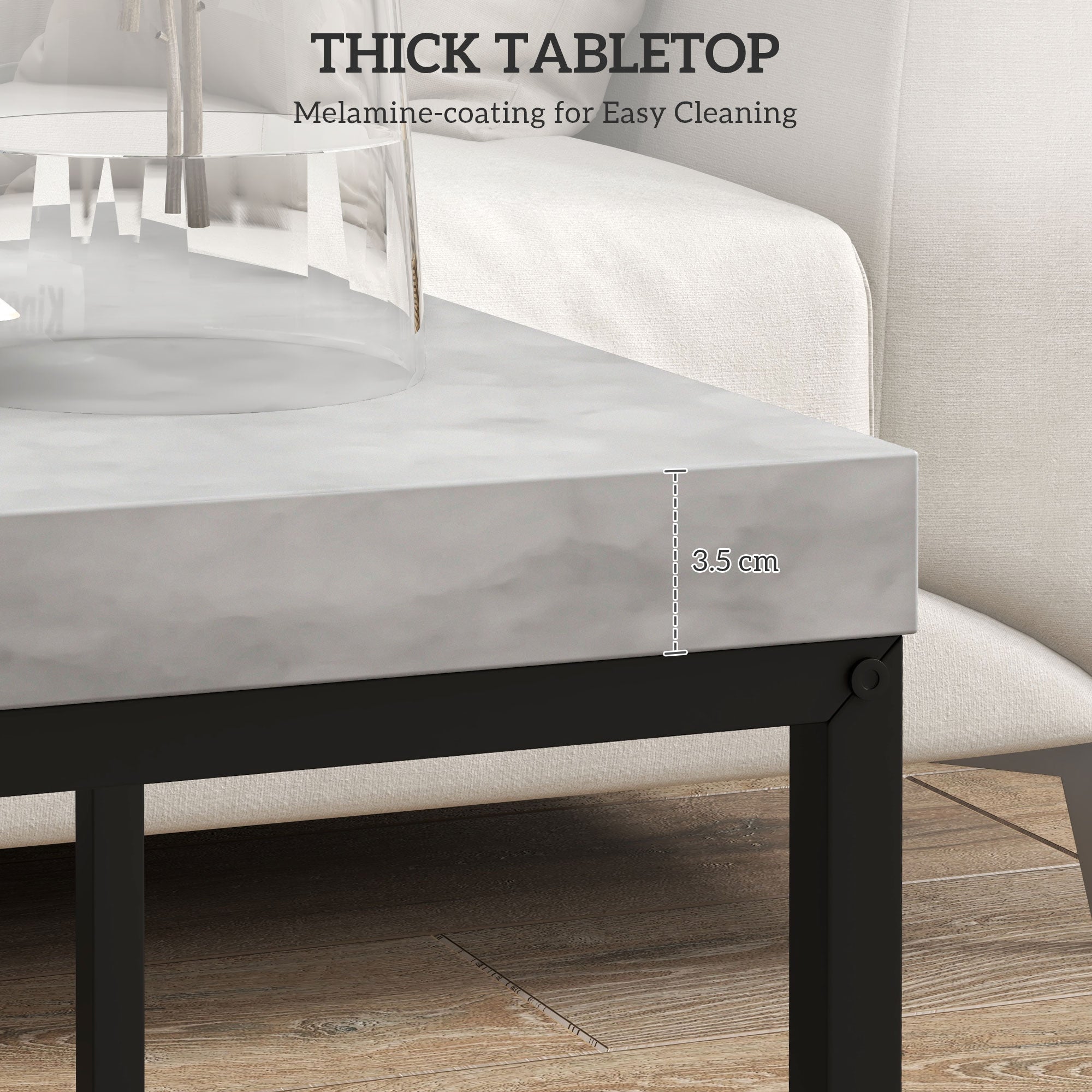 HOMCOM Coffee Table Set of 2, Nest of Tables with 3.5cm Thick Tabletop, Grey 