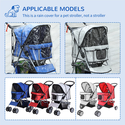 PawHut Dog Stroller with Rain Cover for Small Miniature Dogs, Folding Pet Pram with Cup Holder, Storage Basket, Reflective Strips, Blue 