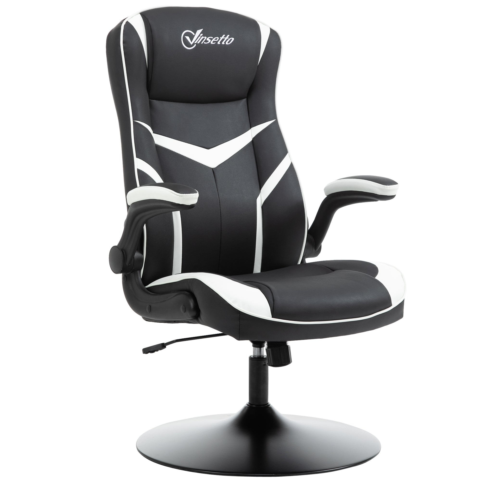 Vinsetto Gaming Chair Ergonomic Computer Chair with Adjustable Height Pedestal Base, Home Office Desk Chair PVC Leather Exclusive Swivel Chair Black 