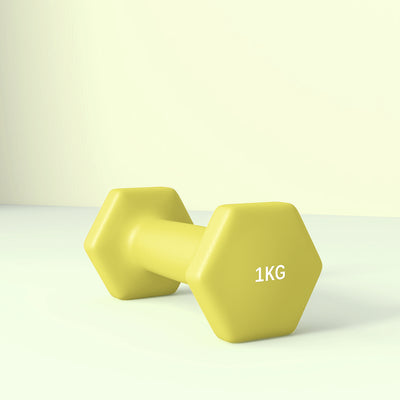 SPORTNOW 2 x 1kg Hexagonal Dumbbells Weights Set with Non-Slip Grip for Home Gym Workout, Yellow 