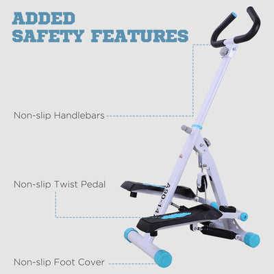 HOMCOM Stepper w/ Handle Hand Grip Workout Fitness Machine For Fitness Aerobic Exercise Home Gym White 