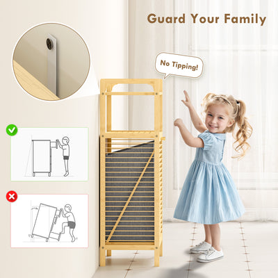 HOMCOM Bamboo Laundry Cabinet with Slatted Door, Bathroom Cabinet with Tilt-Out Hamper and Removable Liner Bag, 40 x 30D x 95 cm, Natural Wood Finish 