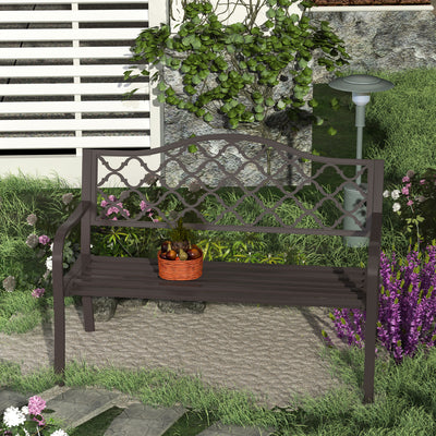 Outsunny Antique Style Outdoor Cast Iron Front Porch Bench Path Chair Seat Outdoor 