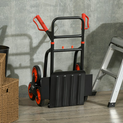 DURHAND Steel Climbing Stairs Trolley Hand Trucks 6-Wheels Foldable Load Cart 120kg, Red 