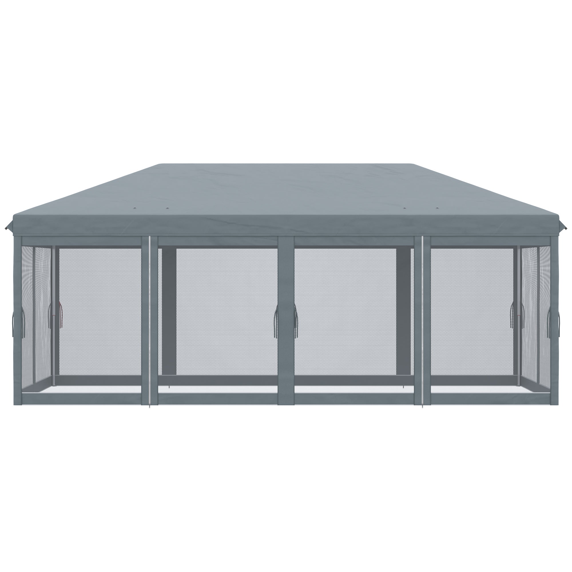 Outsunny 3 x 6m Pop Up Gazebo, Outdoor Canopy Shelter, Marquee Party Wedding Tent with 6 Mesh Walls and Carry Bag, Grey