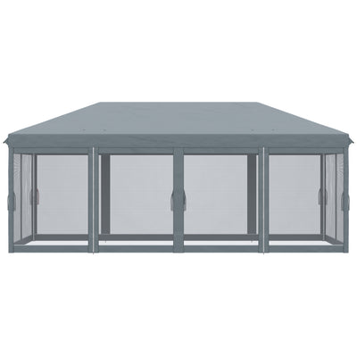 Outsunny 3 x 6m Pop Up Gazebo, Outdoor Canopy Shelter, Marquee Party Wedding Tent with 6 Mesh Walls and Carry Bag, Grey 