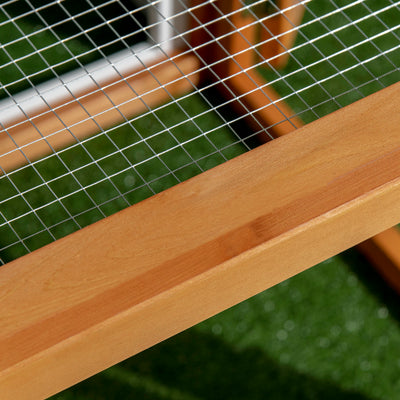 PawHut Wooden Chicken Coop with Perches, Doors, Combinable Design, for 2-4 Chickens - Natural Wood Colour 
