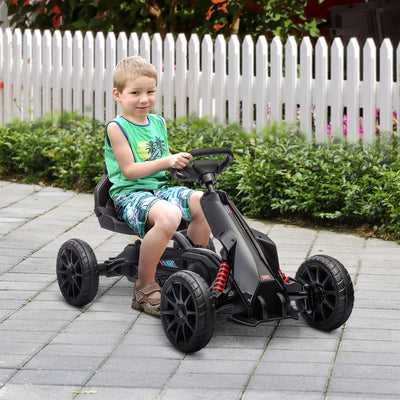 HOMCOM Kids Pedal Go Kart, with Adjustable Seat, EVA Wheels, Seat, Handbrake - Black 