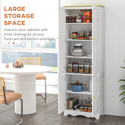 HOMCOM Freestanding 4-Door Kitchen Cupboard, Storage Cabinet Organizer with 4 Shelves, White 