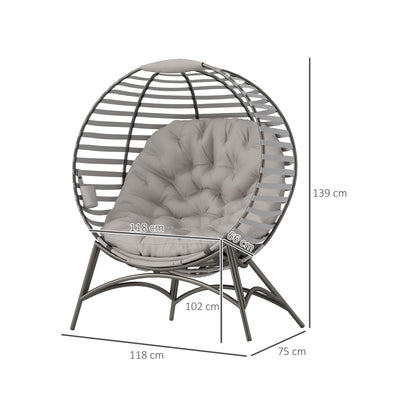 Outsunny Egg Chair with Cushion & Side Pocket - Light Grey 
