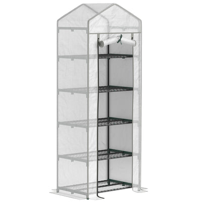 Outsunny 193cm Five Shelf Mini Greenhouse - White 