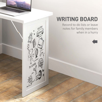 HOMCOM Three-Part Work Desk, with Storage and Writing Board - White 