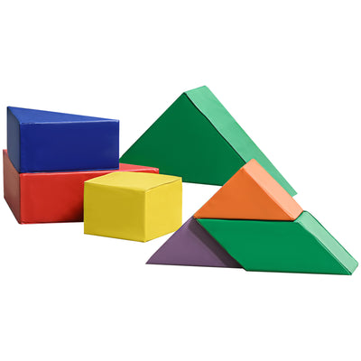 HOMCOM 7 Piece Kids Soft Foam Puzzle Play Set Interlocking Toddler Learning Blocks Comfortable Safe Floor Indoor Outdoor Active Play Structure 