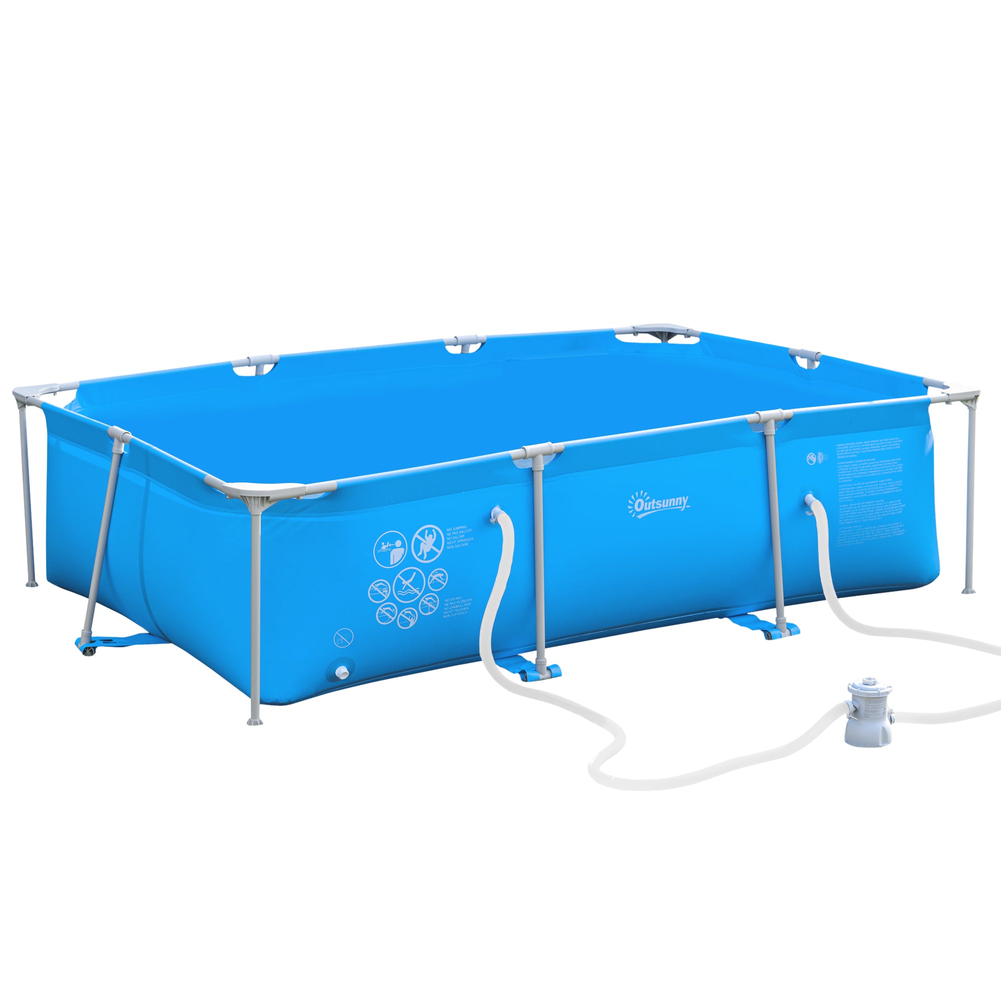 Outsunny Steel Frame Pool with Filter Pump, Filter Cartridge, Reinforced Sidewalls Rust Resistant Above Ground Swimming Pool 292 x 190 x 75cm, Blue 
