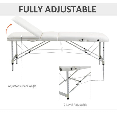 HOMCOM Foldable Massage Table Professional Salon SPA Facial Couch Bed White 