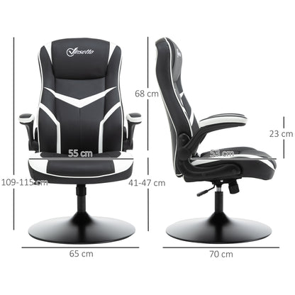 Vinsetto Gaming Chair Ergonomic Computer Chair with Adjustable Height Pedestal Base, Home Office Desk Chair PVC Leather Exclusive Swivel Chair Black 