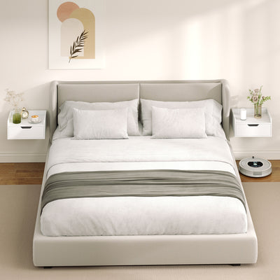 HOMCOM Floating Nightstands Set of 2, Wall Mounted Bedside Table with Drawer for Bedroom, White 