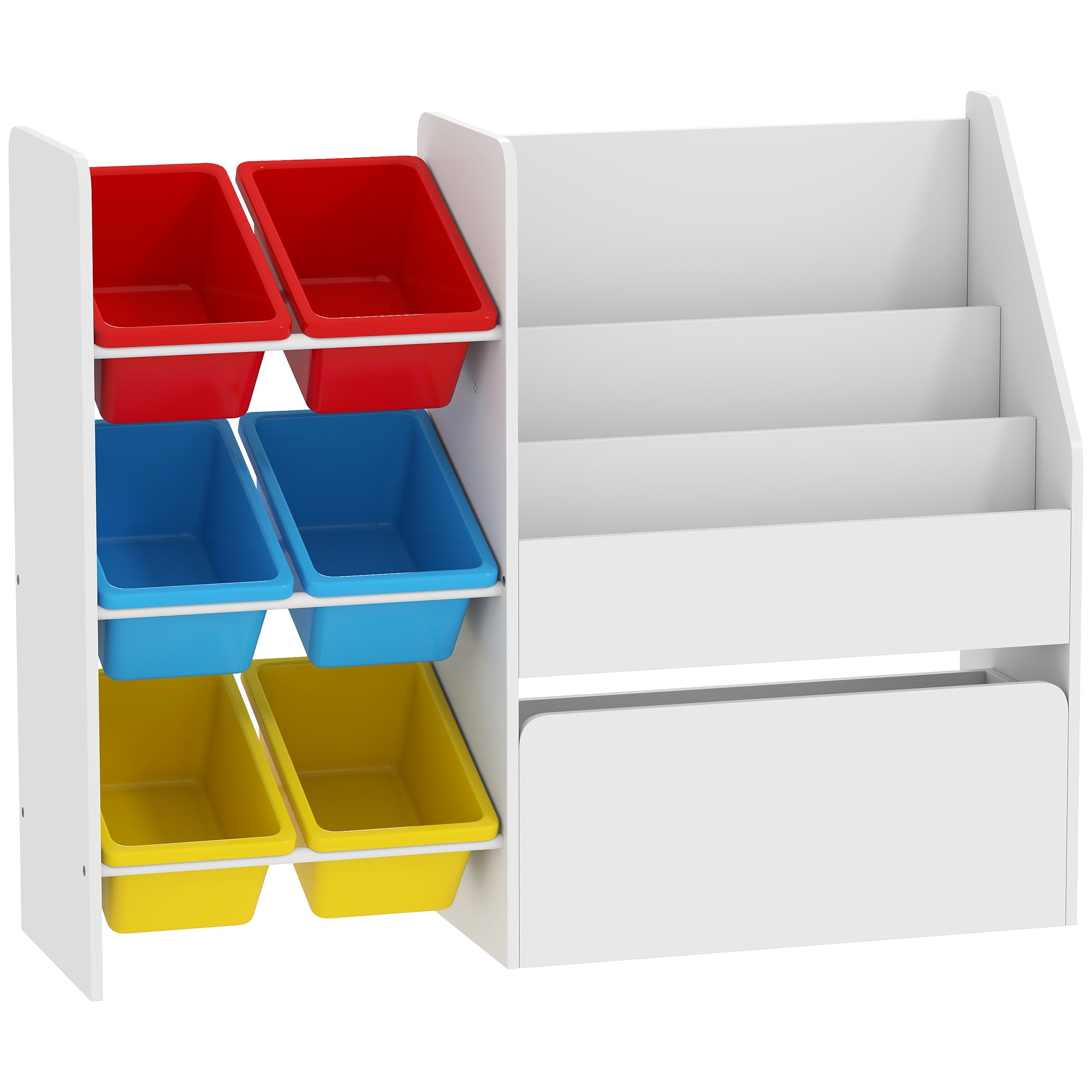 AIYAPLAY Toy Storage Unit, 3-Tier Toy Organiser Shelf with 6 Removable Storage Bins for Bedroom, Nursery, Multicoloured 