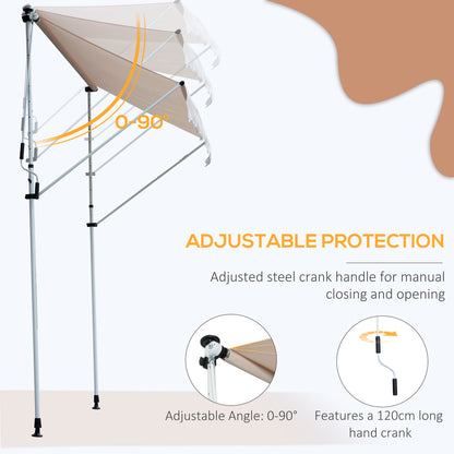 Outsunny 2x1.5m  Adjustable Outdoor Aluminium Frame Awning Beige 