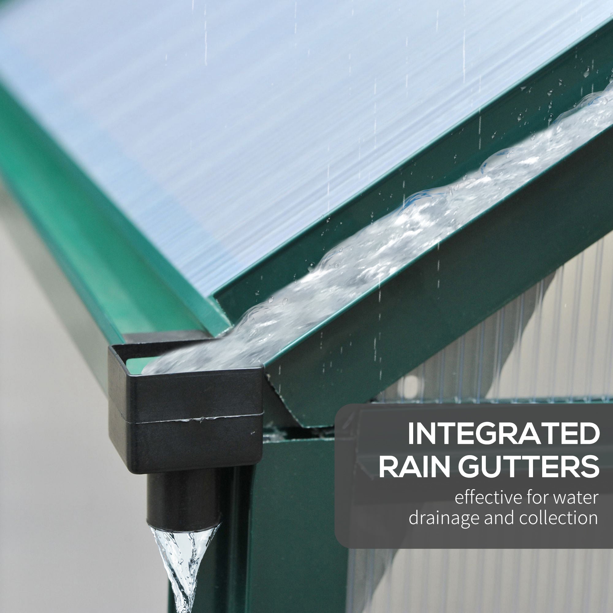 Outsunny 6 x 6ft Polycarbonate Greenhouse, Large Walk-In Green House with Slide Door and Window, Garden Plants Grow House with Aluminium Frame and Foundation, Dark Green 