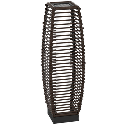 Outsunny Rattan Solar Floor Lamp,  68cm Tall Outdoor Garden Lantern Pathway Light & Decorative Lighting with Auto On/Off LED Lights, IP44, for Porch, Yard, Courtyard, Deck, Brown 