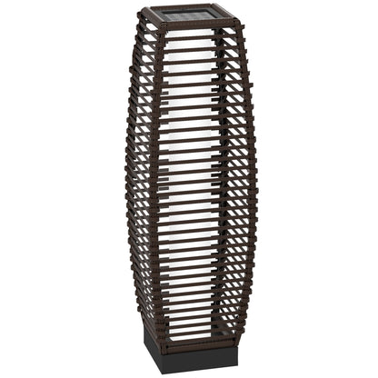 Outsunny Rattan Solar Floor Lamp,  68cm Tall Outdoor Garden Lantern Pathway Light & Decorative Lighting with Auto On/Off LED Lights, IP44, for Porch, Yard, Courtyard, Deck, Brown