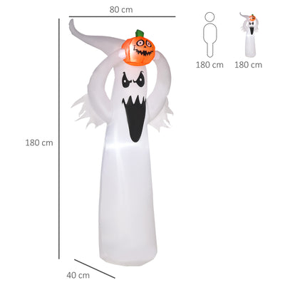 HOMCOM 6FT 1.8m LED Halloween Inflatable Decoration Floating Ghost & Pumpkin Party Outdoors Yard Lawn 