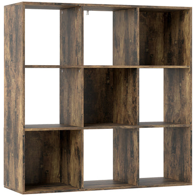 HOMCOM Nine-Cube Storage Shelf - Rustic Brown 