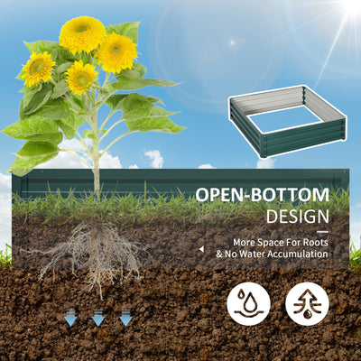 Outsunny Square Raised Garden Bed Box with Weatherized Steel Frame for Vegetables, Flowers, & Herbs, 120 x 120 x 30cm, Green 